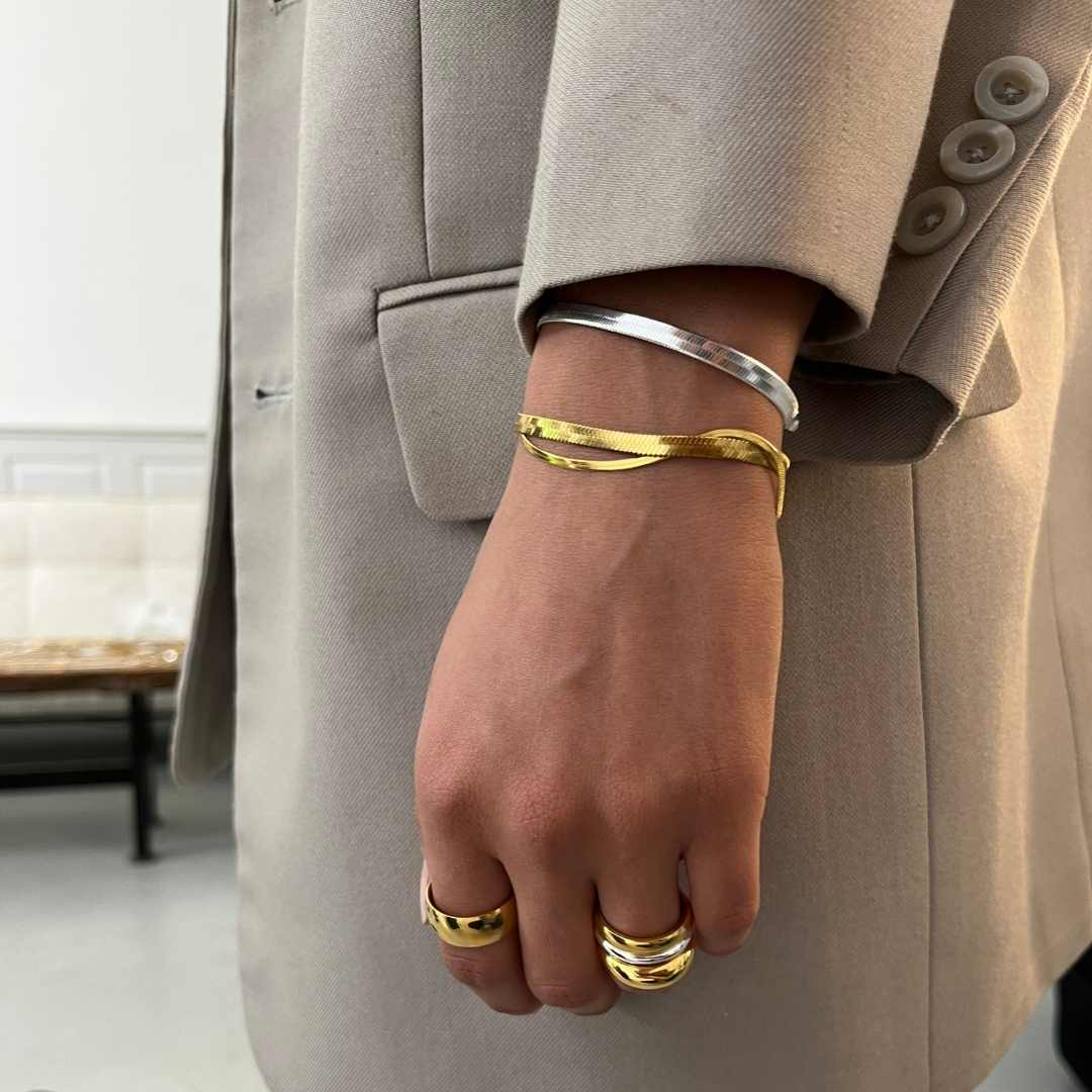 Platt Ormlänk Armband – 925 Silverpläterat, 4 mm