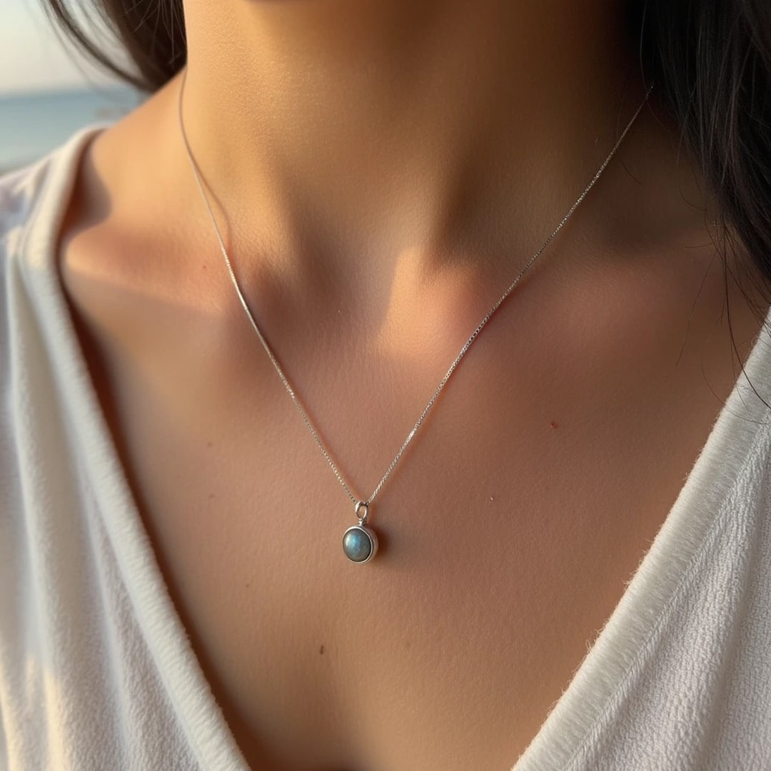 Halsband "Fin Pärla" i Labradorit