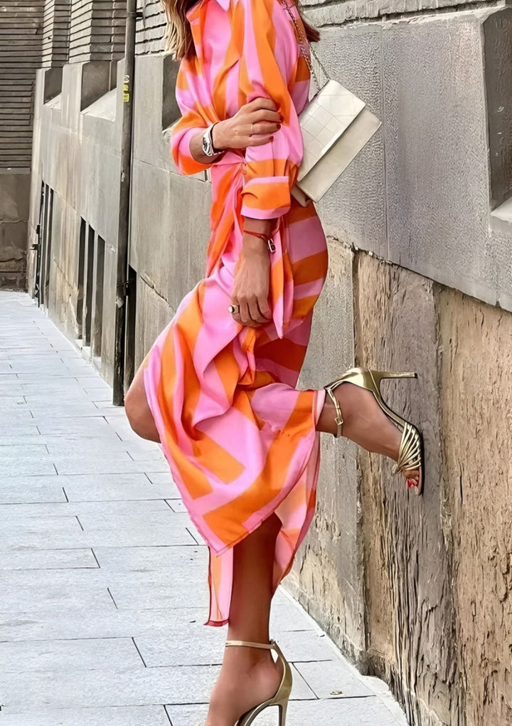 Sunset Bloom Shirt Dress
