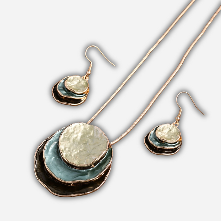 Boho smyckeset – örhängen & halsband i retro flerfärgad stil