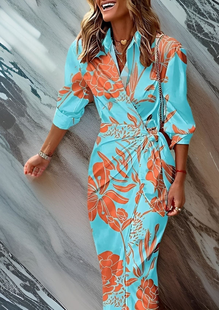 Sunset Bloom Shirt Dress