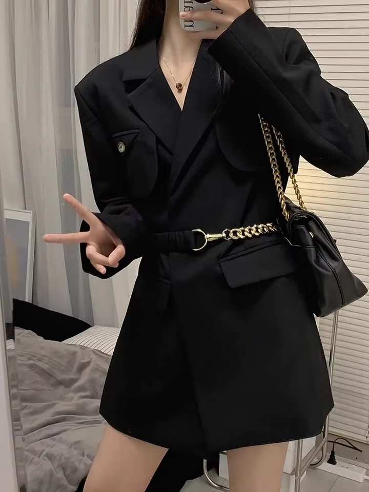 Layla™ - Chic Chain Belt Blazer