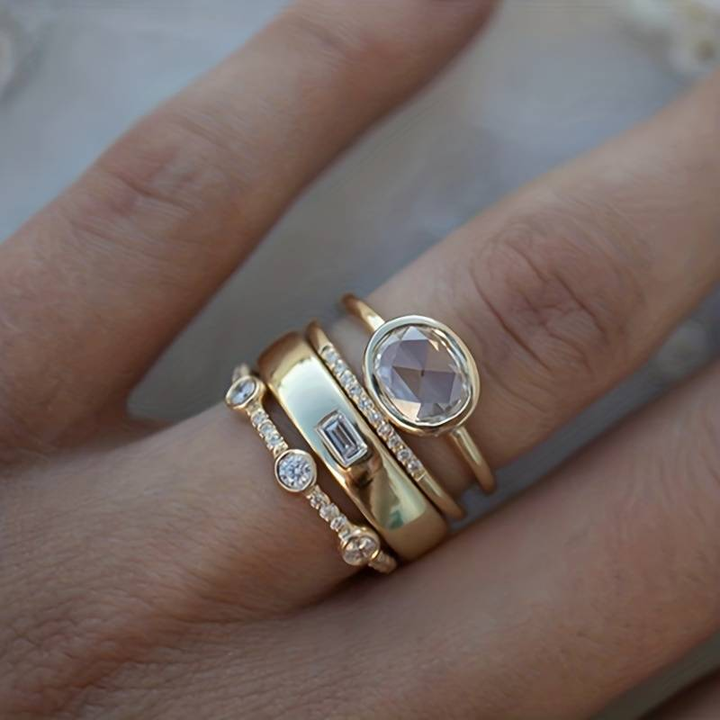 Vintage Ringset i Guld med Zirkoner