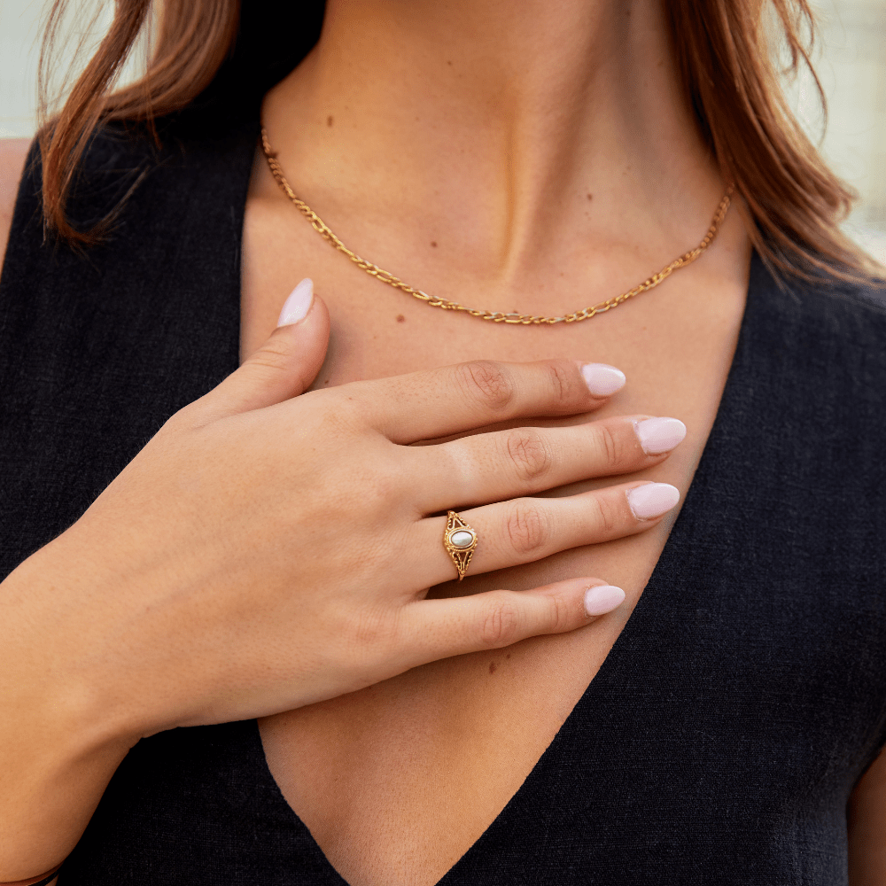 Vintage kunglig pärlring